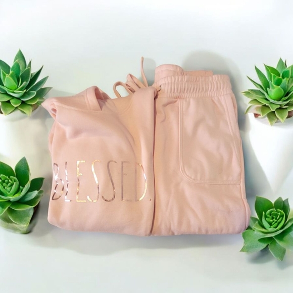 Rae Dunn Pink 'Blessed' Hoodie and Joggers Set - Picture 3 of 3